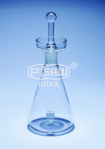 IODINE FLASKS WITH FLARING, FUNNEL SHAPED CUP WITH STOPPER PSAW