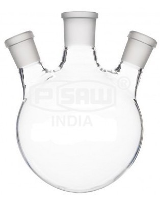 ROUND BOTTOM FLASK THREE NECKS, CENTRE NECK & TWO ANGLE SIDE NECKS PSAW