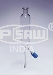 DROPPING FUNNELS CYLINDRICAL , WITH  SCREW TYPE PTFE KEY ROTAFLOW STOPCOCK AND INTERCHANGEABLE  STOPPER,   PLAIN STEM PSAW